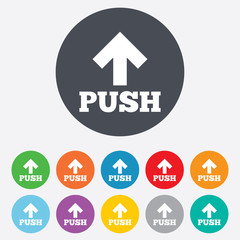 Push sign icon. Press arrow symbol