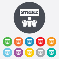 Strike sign icon. Group of people symbol.