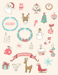 Fototapeta premium Christmas doodle desing elements