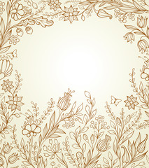 Hand drawn background with flowers
