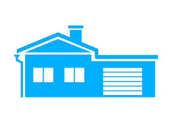 Blue house icon on white background