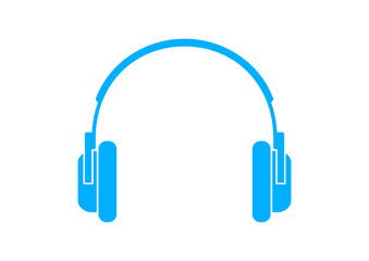 Blue headphones icon on white background