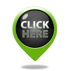 Click here pointer icon on white background