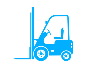 Blue forklift truck on white background