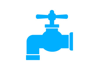 Blue faucet icon on white background