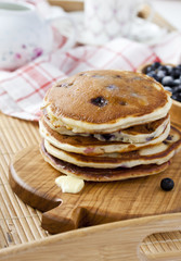 Pancakes with cottage cheese and blueberries