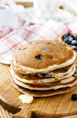 Pancakes with cottage cheese and blueberries