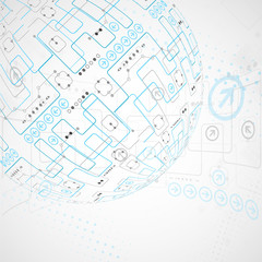 Abstract technological background with various technological ele