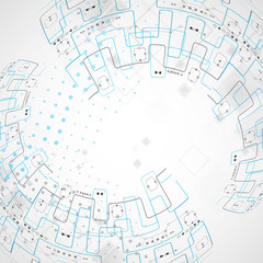 Abstract technological background with various technological ele