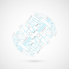 Abstract technological background with various technological ele