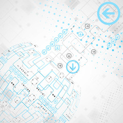 Abstract technological background with various technological ele