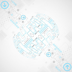 Abstract technological background with various technological ele
