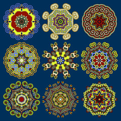 Circle lace ornament, round geometric doily pattern collection