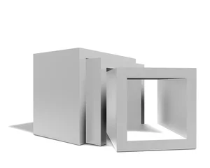 Tapeten Drie moderne kubus design tafel - wit hoogglans © emieldelange