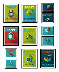 Toy poster flat banner design flat background set, eps10