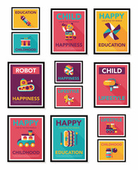 Toy poster flat banner design flat background set, eps10