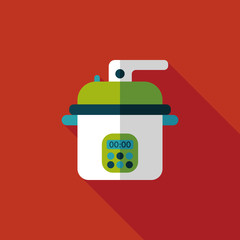 kitchenware rice cooker flat icon with long shadow,eps10