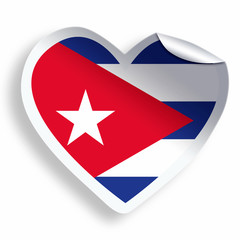 Heart sticker with flag of Cuba  isolated on white