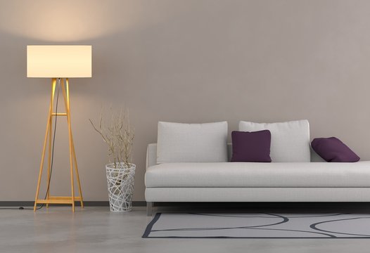 Wohntrend - Sofa und Stehleuchte