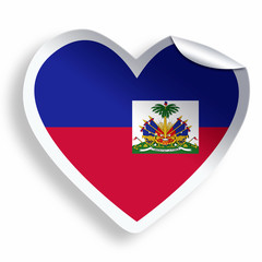 Fototapeta premium Heart sticker with flag of Haiti isolated on white