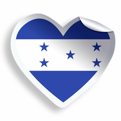 Heart sticker with flag of Honduras isolated on white