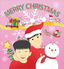 Christmas brother smile concept line illustration