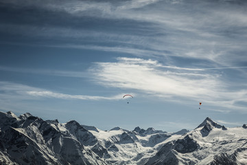 Naklejka na ściany i meble Beautiful mountain ski landscape with Kitzsteinhorn in the backg