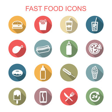 fast food long shadow icons