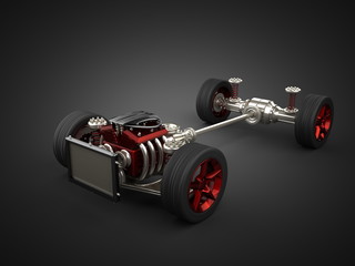 Obraz na płótnie Canvas car chassis with engine and wheels