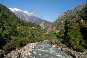 Fototapeta na wymiar Annapurna Circuit - popular turists trek in Himalayas , Nepal