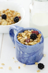 Cereal in a rustic mug