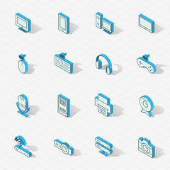 Light vector isometric flat design icon set