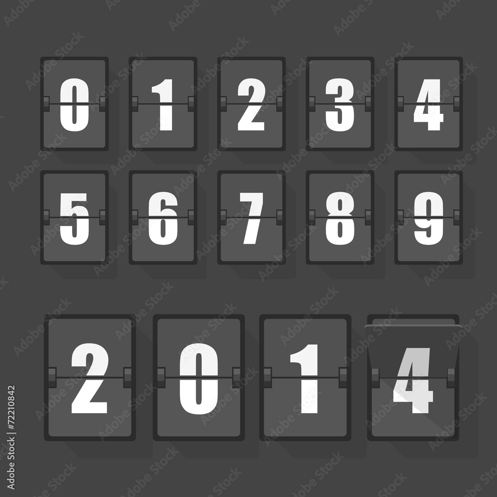 Poster couter with white digits clip-art. flat design