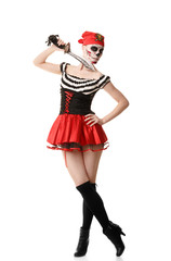 Woman pirate with a sword. Costume for Halloween