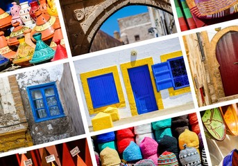 composition of objects or typical places of Morocco