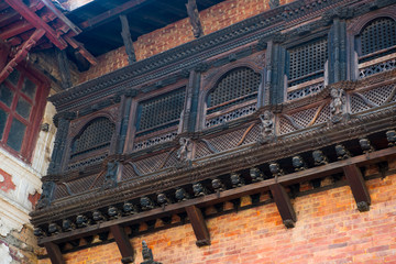 Elements of carved art on a Durbar square of Bhaktapur, Nepal.