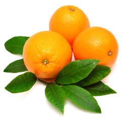 Sweet orange fruit with leaf