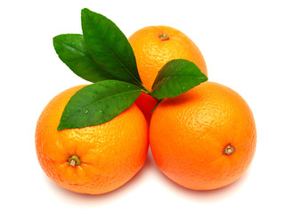 Sweet orange fruit with leaf