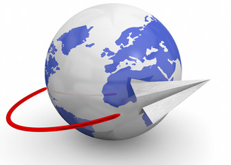 Fototapeta premium Flyig Around the World - 3D