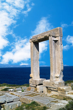 Ancient gate of Apollon temple at the island of Naxos in Greece