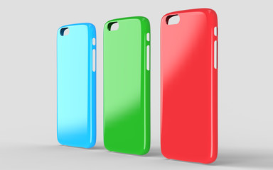 Glossy plastic cases mock-up for smartphone