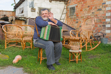 Positive Ukrainian country-man having a short rest
