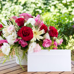 Envelope and flower bouquet