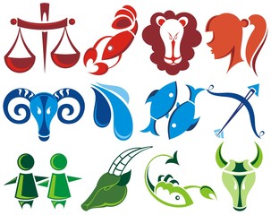 Set of zodiac signs
