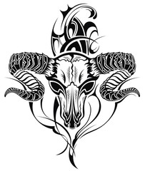 Tattoo skull goat