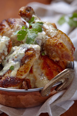 Roasted chicken with creamy garlic sauce