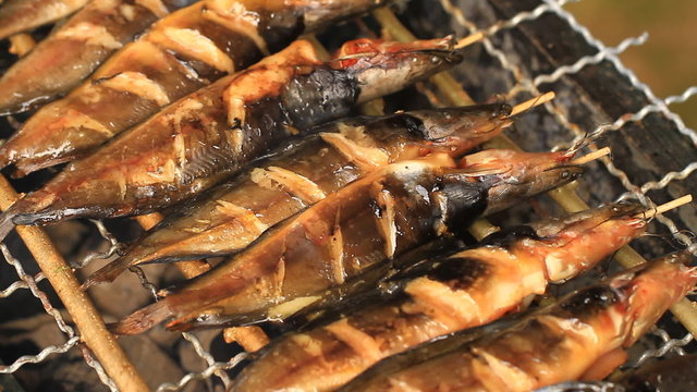 Catfish is grilling.