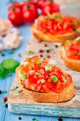 Italian tomato bruschetta with basil