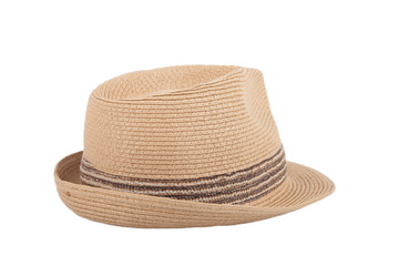 Pretty straw hat isolated on white background