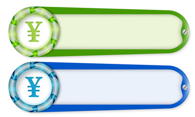 Obraz premium set of two buttons with arrows and yen symbol